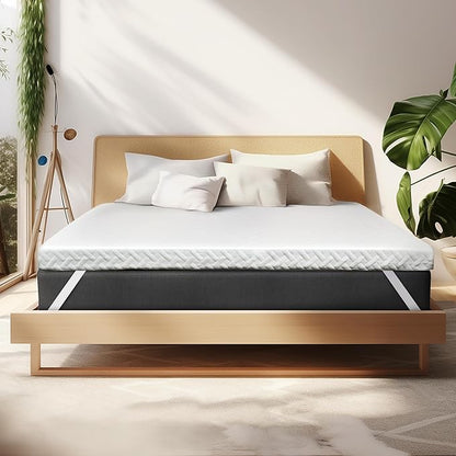 3 Inch Gel Memory Foam Mattress Topper Twin Size for Back Pain, Cooling Mattress Pad Bed Topper with Removable and Washable Bamboo Cover, CertiPUR-US & Oeko-Tex Certified – White