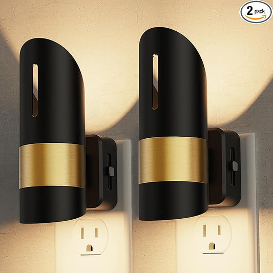 L LOHAS LED Night Light,Night Lights Plug into Wall, [2 Pack] Night Lights with Dusk to Dawn Sensor, Brightness Adjustable,3000K Soft White,Modern Nightlight for Adults Bathroom Hallway
