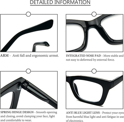 REAVEE Oprah Style Reading Glasses for Women, Blue Light Blocking Stylish Oversized Computer Readers Spring Hinge