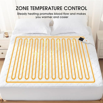 Heated Mattress Pad Full - Bed Warmer with Memory & Preheat Functions, 2-10 Hour Auto Off & 9 Heat Settings, Single Controller, Fast Heating, Deep Pocket, Electric Mattress Pad Full 54"x75"