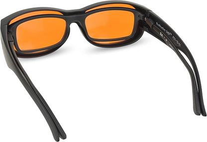 Fit Over 99.9% Blue Light Blocking Glasses for Sleep - Amber Nighttime Eyewear - Turn your Prescription & Reading Glasses Into World-Class Blue Blockers