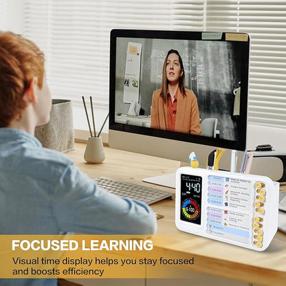 12/24 Hour Switching Task Timer, Timer for Kids, Visual Schedule for Kids with Autism, Visual Schedule for Kids, Time Management Tools, Autism Increase Self-Regulation, with 99-Minute Countdown