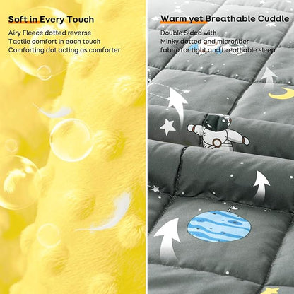 Uttermara Weighted Blanket 3 lbs, Ultra Cozy Minky Weighted Blankets with Cartoon Patterns, Heavy Blanket Great for Calming and Sleeping, 36x48 inches, Grey Space