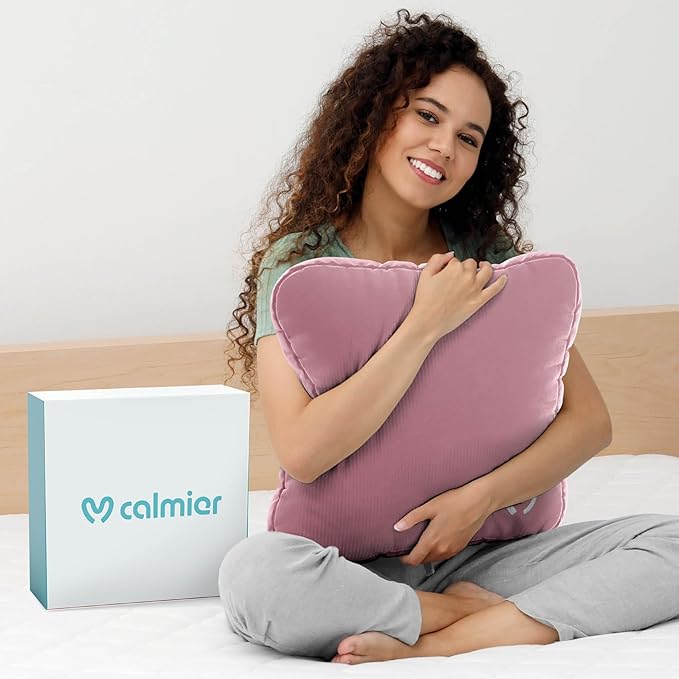 Calmier - 6 lb Sensory Weighted Pillow - Glass Bead Filled Hug Pillow - Ultra Plush Cozy Weight Sensory Pillows for Adults and Kids - Weighted Lap Pad (Pink- Minky, 6 LBS)