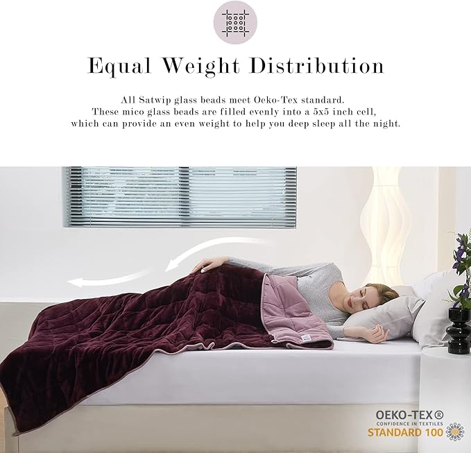 Satwip Weighted Blanket 10 Pounds Pink Fuzzy Warm Flannel Bed Blanket for Adults with Soft Breathable Sanded, 48 x 72 inches, Red Pink
