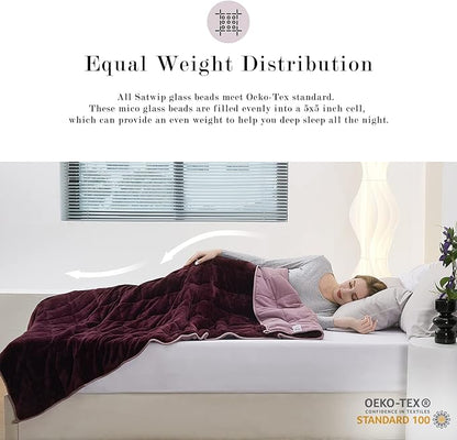 Satwip Weighted Blanket Pink 12 Pounds Fuzzy Warm Flannel Weighted Bed Blanket with Soft Breathable Sanded, 48 x 72 inches, Red Pink