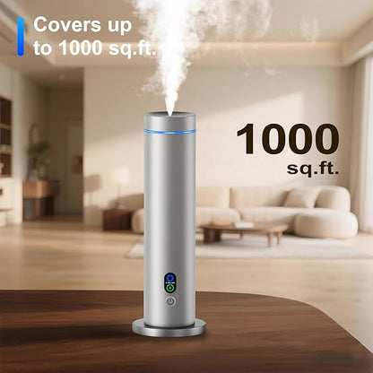 Maromalife Waterless Diffuser, 1000 Sq.Ft Coverage, Essential Oil Diffuser with Tilt-Safe, Remote Control, Adjustable Mist, Mood Lights Aromatherapy Diffuser for Home, Room, Office, Hotel, Metallic