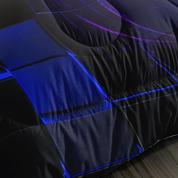 3 Pieces Bed in a Bag for Boys Bedding Sets King Size,Game Controller Comforter Sets for Boys Kids,Gaming Comforter Set for Teens Room Decor,Honeycomb Geometric Bedding with 2 Pillowcases.