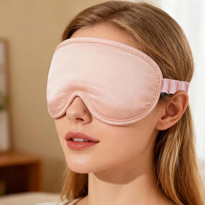 ALASKA BEAR Upgraded Silk Eye Mask with Deep Contour Molded Cups for Beauty Sleep & Lashes Extensions, Zero Pressure Sleeping Eye Cover with Silk-Cover Adjustable Strap