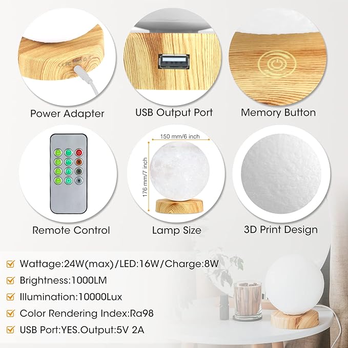 H&B Happy - Light Therapy Lamp 10000 LUX, Sunlight Lamp with 3 Color Temperatures,4 Brightness Levels (Round)