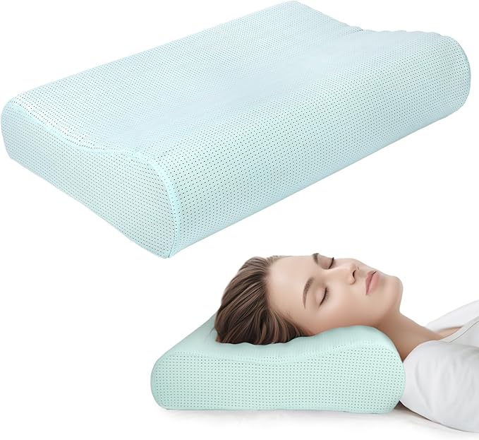 Ergonomic Cervical Memory Foam Pillow for Neck Pain Relief - Adjustable Contour Pillow for Side, Back, Stomach Sleepers - Orthopedic Neck Support with Cooling Washable Cover Blue