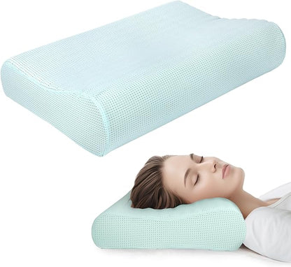 Ergonomic Cervical Memory Foam Pillow for Neck Pain Relief - Adjustable Contour Pillow for Side, Back, Stomach Sleepers - Orthopedic Neck Support with Cooling Washable Cover Blue