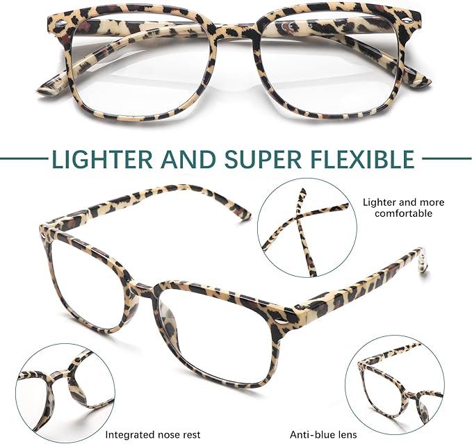 5 Pack Reading Glasses Blue Light Blocking for Women,Computer Readers with Spring Hinge