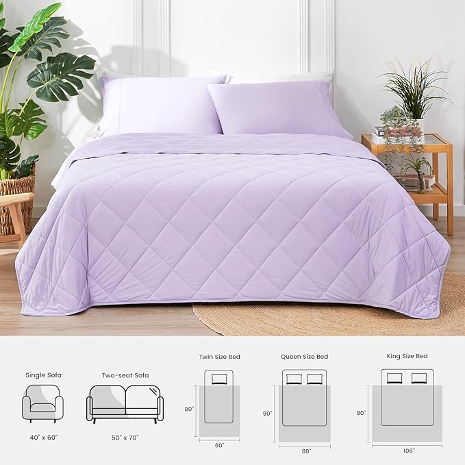Cozy Bliss Cooling Blanket for Hot Sleepers King Size, Q-Max 0.45 Cooling Comfort, Cold Blankets for Night Sweats Sleeping, Ultra-Cool Lightweight Breathable Summer Blanket for Bed, Purple 108"x90"
