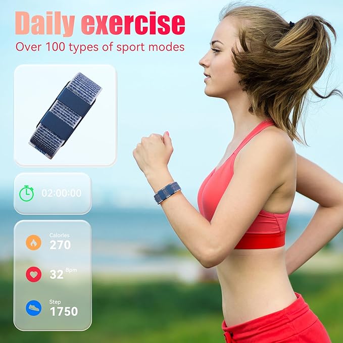 Smart Bracelet, Wearable Activity & Fitness Tracker Band, All-Day Continuous Heart Rate Blood Pressure Stress HRV Monitor, 170 Sport Modes Smart Wristband with Free APP Black