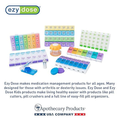 EZY DOSE Push Button (7-Day) Pill Case, Medicine Planner, Vitamin Organizer, 2 Times a Day, AM/PM Container, X-Large Compartments, Arthritis Friendly, Easy to Use, Transparent Lids, Pink, BPA Free