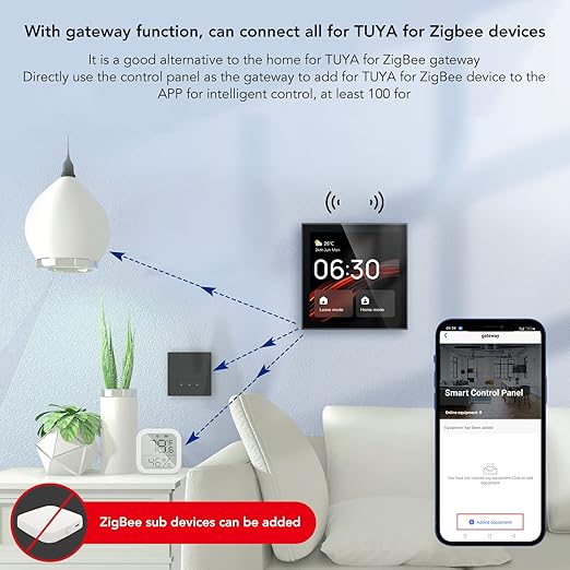 Smart Switch Smart Light Switch Scene Wall Switch Panel 100 to 240V with 4 Inch Touch Screen and Voice Control for Smart Home Control (Compatible with ZigBee and BT Devices)