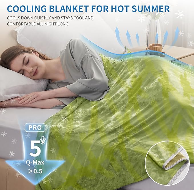 Guohaoi Cooling Blanket for HotSleepers - Arc-Chill Q-Max >0.5 Cool Fiber, 100% Oeko-Tex Certified, Summer Lightweight Throw Blanket, Absorbs Heat to Keep Body Cool for Night Sweats(60x90)