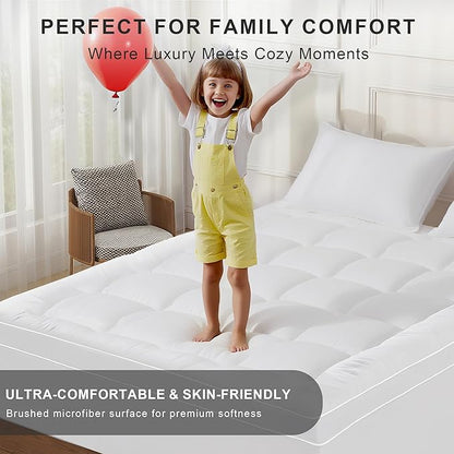 3 inch Mattress Topper King Size Pillow Top - Extra Thick Padded Mattress Pad & Protector, Breathable Fitted Deep Pocket 8-21, Ultra Soft & Supportive 1100GMS