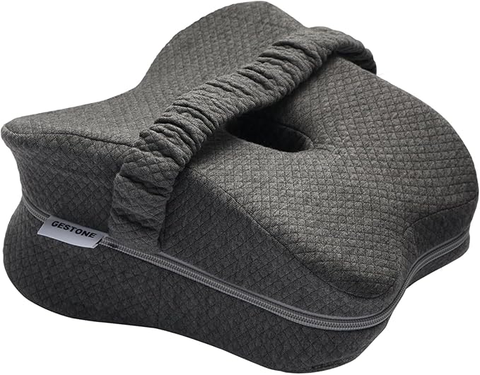 Knee Pillow for Side Sleepers, Long 13.8" Knee Leg Pillow for Side Sleeping, Memory Foam Smooth Spine Alignment Pillow, Sciatica Pain Relief Pillow with Ergonomic Design- Large, Gray (Butterfly)