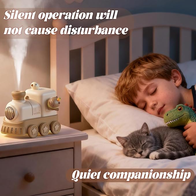 Portable Mini Humidifier,300ml USB Desktop Personal Cool Mist Small Humidifiers,2 Mist Modes,Auto Shut-Off,Mute for Bedroom/Home/Nursery/Office,Cute Mini Humidifier With Night Light (Brown)
