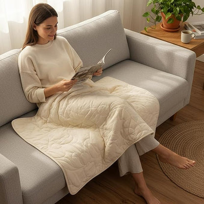 ZonLi Weighted Lap Blanket 3lbs for Meditation, Yoga, Napping, Sleeping and Travel, Cotton Weighted Blanket for Adults,Skin Friendly & Machine Washable, 29x24 inches, Cream White