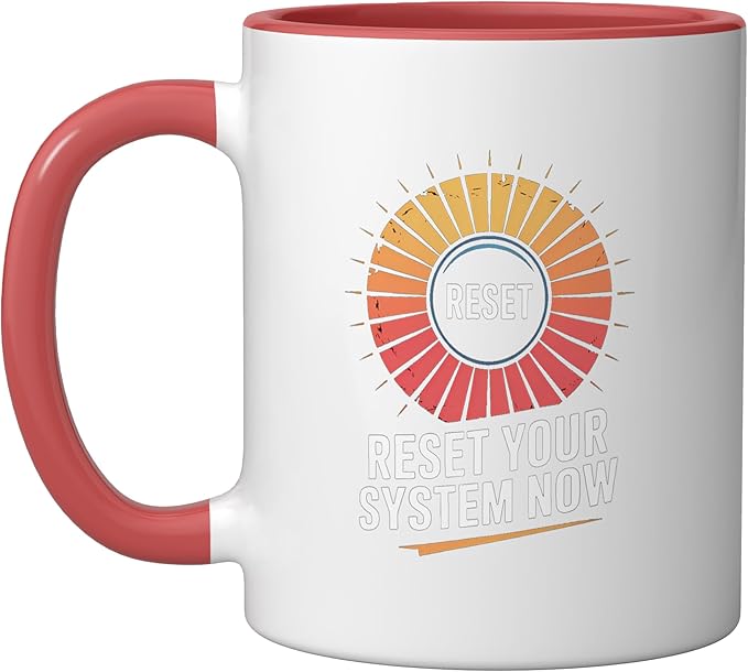 Relaxation Breathing Vagus Nerve Stimulation, Stress Relief Ceramic Mug, Red/White