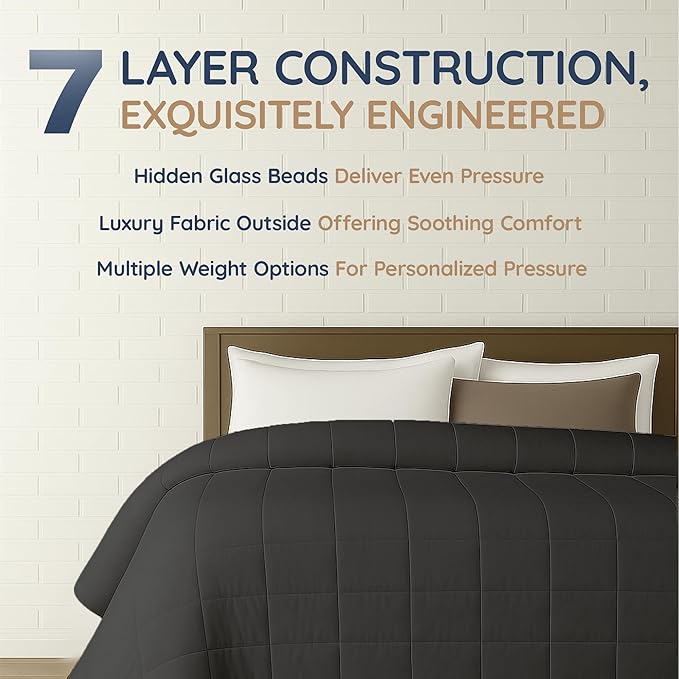 HomeSmart King Size Weighted Blanket 40 lbs, Heavy Blanket, Fits California King Beds, XL Oversized Weighted, Grey 104x92