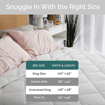 100% Viscose Derived from Bamboo Comforter, Cooling Comforter, Duvet Insert, Breathable, Extra Fluffy, Lightweight Comforters, King Size