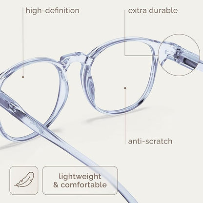 IBOANN Chic & Comfy Blue Light Glasses for Women - 3-Pack Round Frames, Screen-Ready Style with UV Protection Coating