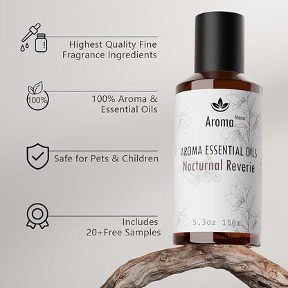 Hotel Scents Nocturnal Reverie 5.3 Fl Oz (150ml), Home Luxury Aroma & Hotel Collection Diffuser Oil- Hotel Diffuser Oil for Aromatherapy -Wood Inspired, Bigger Bottle, Bolder Aroma & Longer Lasting