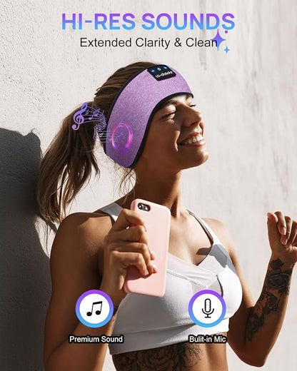 LC-dolida Headband Headphones Bluetooth Headband, Sleep Headphones Wireless Bluetooth with Ultra-Thin HD Stereo Speaker, Sleep Headband Earphones for Workout Yoga Insomnia Meditation Gifts