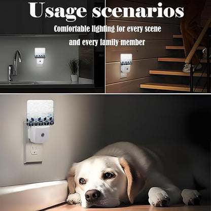 Black Grey Cubes Night Light,Plug-in Nightlights Auto Sensor Night Lamp Dusk-to-Dawn Lamp Home Decor for Nursery Children Girls Boys