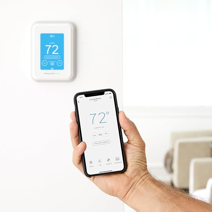 Honeywell Home T9 WiFi Smart Thermostat, Smart Room Sensor Ready, Touchscreen Display, Alexa and Google Assist (Pack of 2)