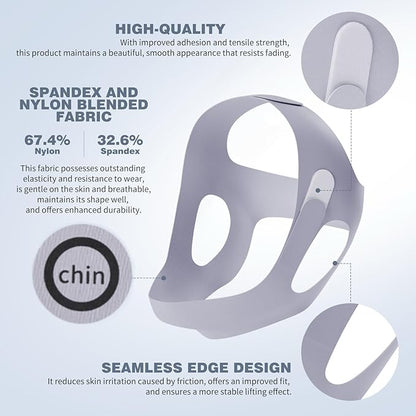 OHELEEP Anti Snore Chin Strap for CPAP Users, Snore Stopper Adjustable, Chin Strap for Sleeping Comfortable Stop Snoring Solution, Anti Snoring Devices Breathable and Reusable, Gray, M