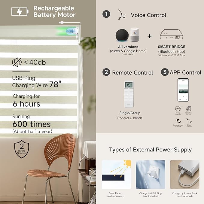 Motorized Zebra Blinds, Cordless Blackout Window Shades with Remote, Custom Dual Layer Smart Roller Shades Compatible with Alexa Google Assistant, Automatic Light Filtering Window Blinds,Beige