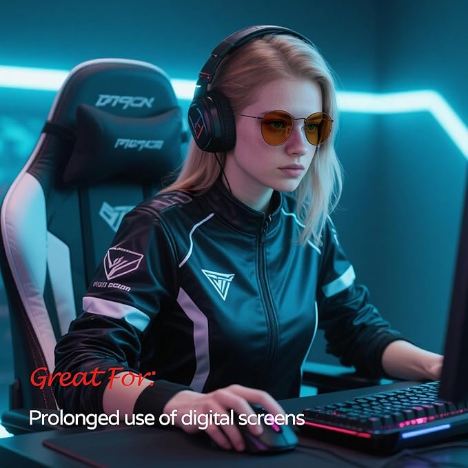Sleep Blue Light Blocking Glasses for Men and Women, Computer Gaming Glasses Anti Eyestrain & UV Glare