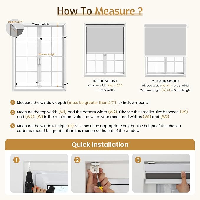 Grandekor Motorized Roller Shade with Remote Control,Motorized Blinds100% Blackout Electric Shades, Cordless Window Blinds Shades for Bedroom Living Room Office,Dark Grey,W34 xH72