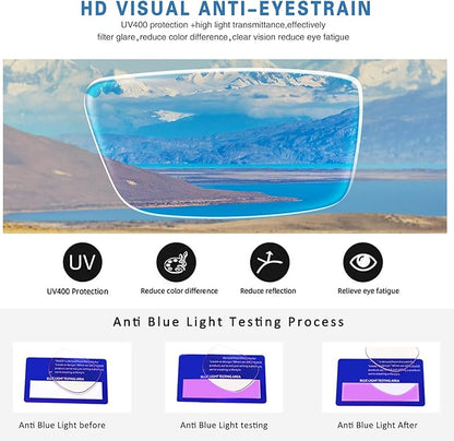 Henotin 5-Pack Reading Glasses Blue Light Blocking Anti Eyestrain Computer Reading Glasses for Women and Men Readers (Mix Color-C1, 3.50, Diopters)