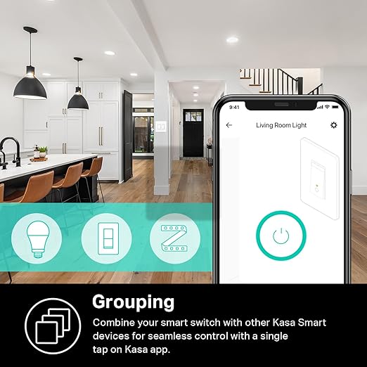 Kasa Smart Dimmer Switch 2-Gang HS220-2, Single Pole, Needs Neutral Wire, 2.4GHz Wi-Fi Light Switch Compatible with Alexa and Google Home, UL Certified, No Hub Required, White