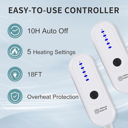 Queen Heated Blanket with 2 Controllers, 84"x 90" Large Electric Blanket, 5 Heat Settings, 10H Auto Shut Off, Machine Washable, Slate Blue