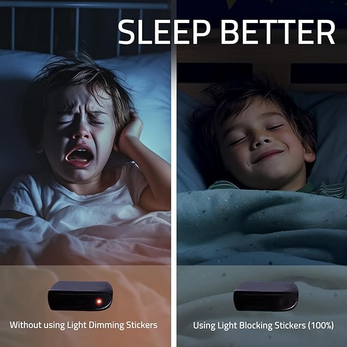 Light Blocking Stickers,Blackout Sticker for Electronic,2 Sheets Cover White and Black, LED Covers,100% Blocking(Cut and Whole-100% Blocking All Black)
