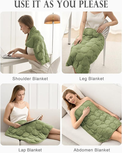 Cottonblue Weighted Lap Blanket Pad 7 lbs 29" x 24", Cozy Luxury Crystal Velvet Weighted Blanket for Adults, Small Weighted Blanket Throw All Season for Travel Relaxation Sleeping, Avocado Green