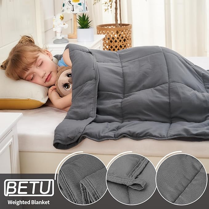Weighted Blanket Kids 3lbs, 36"x48", Cooling Heavy Throw Blanket for 20-40lbs, Microfiber Soft Thick Big Blankets Weighted Comforter Breathable Gift for Sleeping, Grey