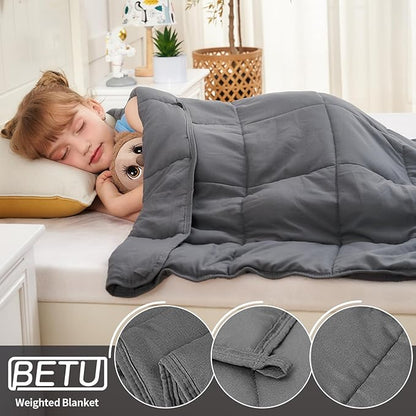 Weighted Blanket Kids 10lbs, 40"x60", Twin Size Cooling Heavy Throw Blanket for 80-120lbs, Microfiber Soft Thick Big Blankets Weighted Comforter Breathable Gift for Sleeping, Grey