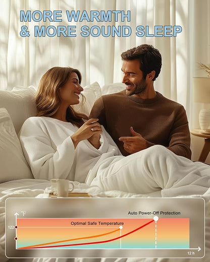 Heated Mattress Pad Queen Size - Electric Mattress Pad with Dual Control, Soft Blanket, Bed Warmer Heater Sheets, 8 Heating Settings,1/2/10 Hours Auto Shut Off, 60" x 80"(Argyle White, Queen)