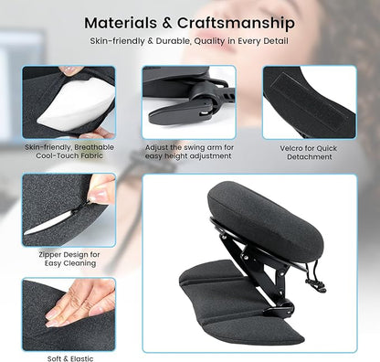 Intelligent Support Memory Foam Pillow，Adjustable Massage Pillow – Multi-Use Ergonomic Neck Pillow for Office Naps,Travel, Recliner Headrest – Portable (Black Pillow+Black Plastic Stand)