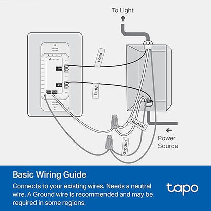 TP-Link Tapo Smart Dimmer Switch, Single Pole, Neutral Wire Required, 2.4GHz Wi-Fi Light Switch Compatible with Alexa and Google Home, UL Certified, No Hub Required, White, Tapo S500D(4-Pack)