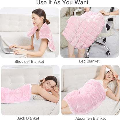 Alomidds Weighted Blanket 7lbs for Adults, Cozy Breathable Weighted Lap Blanket, Small Weighted Blanket Travel, Weighted Lap Pad for Couch, Sofa, Pink, 29" x 24"