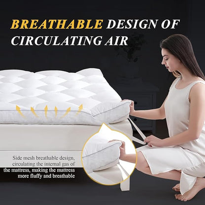 DOWNCOOL 3 Inch Twin Mattress Topper, Ultra Thick and Fluffy Supportive Memory Foam Mattress Topper for Body Pain, Mattress Pad with Breathable Mesh Design for Deep Sleep,75x39x3 Inches